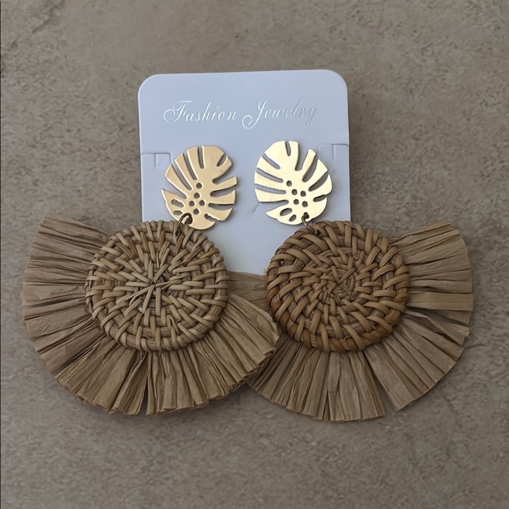Fashion Jewelry Gold and Tan Bohemian Earrings